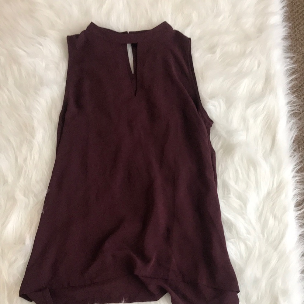 Maroon keyhole blouse LOFT